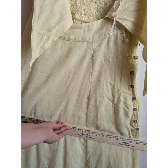 FREE PEOPLE The Getaway Midi Maxi Dress Smocked Cut Out Cotton Yellow Size XS - Picture 13 of 13